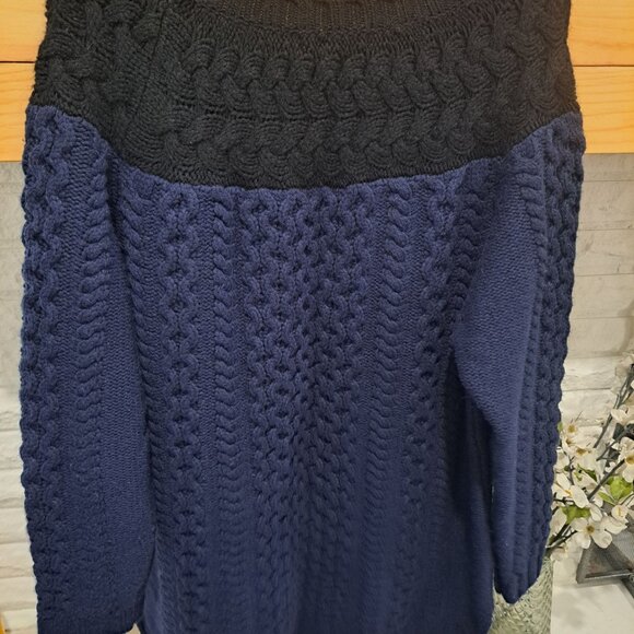 Boden Size 16 Cable Knit Sweater Black & Blue Wool/Alpaca Blend Warm Winter - Picture 7 of 9